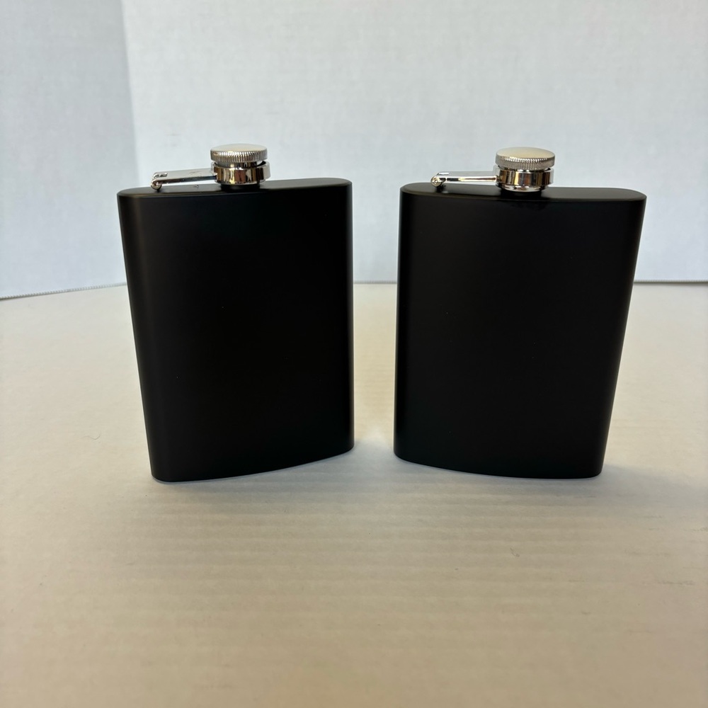 Stainless Steel Matte Black 8 Ounce Flasks Set Of 2